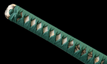 "Black Blaze" Damascus Katana - 28.3" Hand-Forged Blade | Copper Guard | Genuine Ray Skin | Artisan No.630,Functional samurai sword