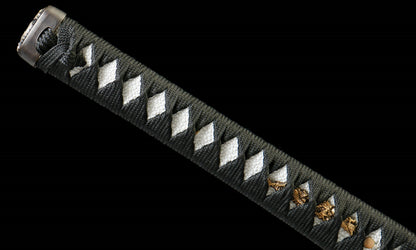 "Obsidian Roar" T10 Katana - 28.3" Clay Tempered Blade | Gold/Silver Dragon Fittings | Premium Buffalo Horn Saya | Artisan No.1250,Hand-forged katana