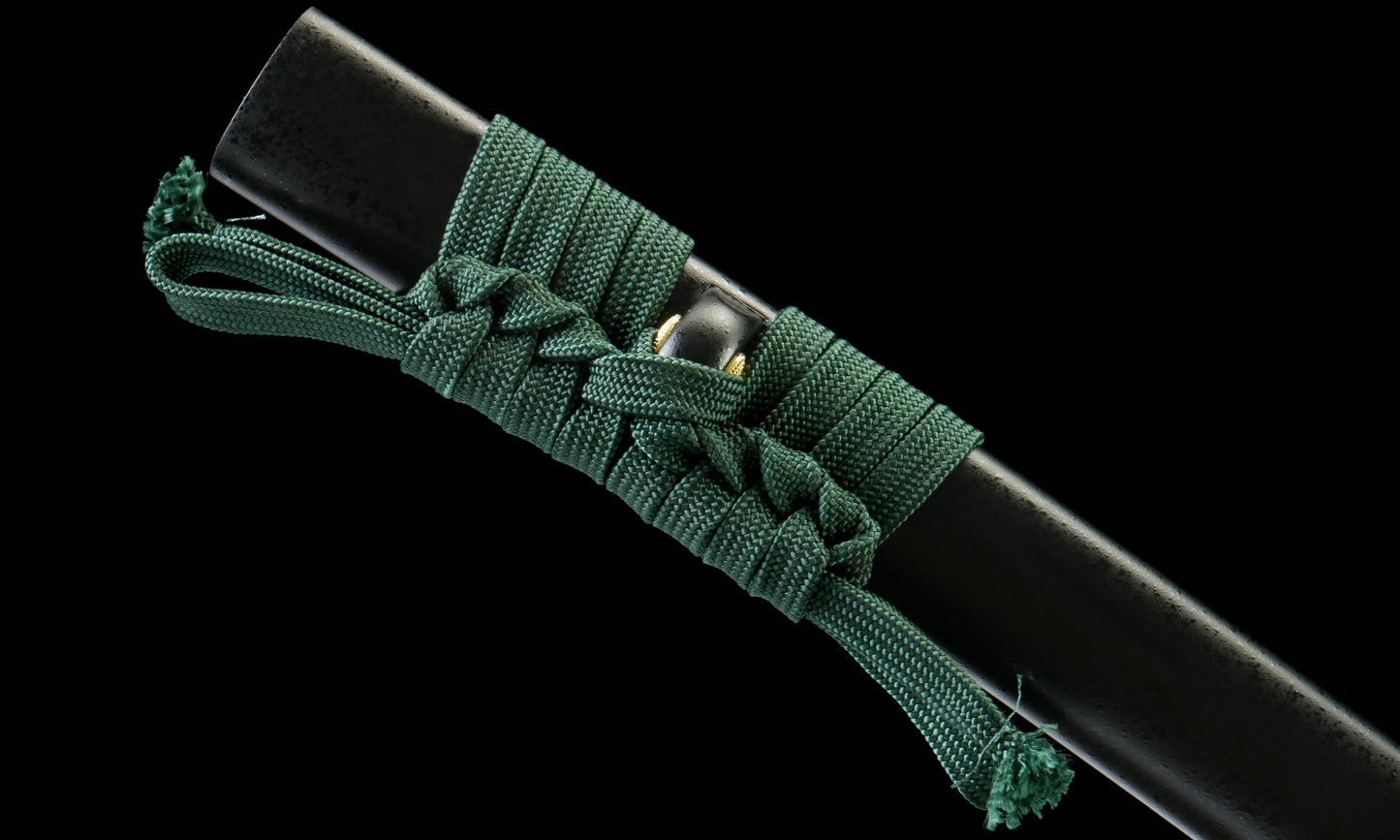 "Black Blaze" Damascus Katana - 28.3" Hand-Forged Blade | Copper Guard | Genuine Ray Skin | Artisan No.630,Functional samurai sword