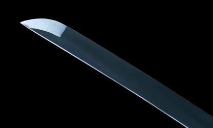 "Azure Roar" 1065 Blued Katana - 28.3" Wave-Pattern Blade | Qingpi Wood Saya | Zinc Alloy Fittings | No.410,Hand-forged katana