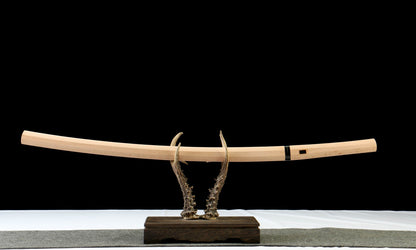 "Silent Engraving" T10 Clay-Tempered Katana - 28.7" Hand-Polished Blade | Full Beech Wood Saya | Horn Koiguchi & Sukashi Tsuba | No.2610Hand-forged katana