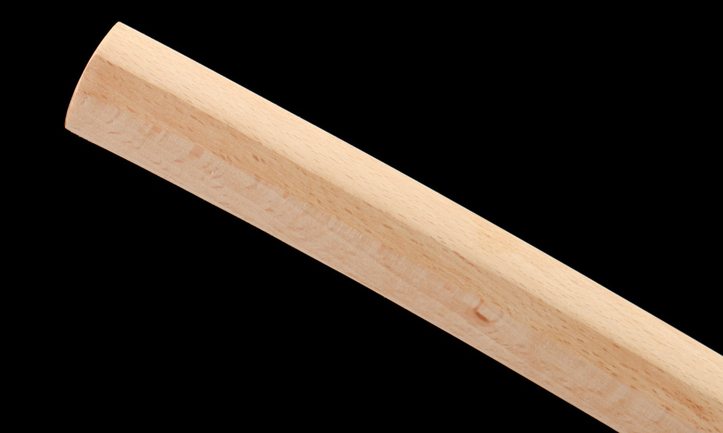 "Silent Engraving" T10 Clay-Tempered Katana - 28.7" Hand-Polished Blade | Full Beech Wood Saya | Horn Koiguchi & Sukashi Tsuba | No.2610,Hand-forged katana