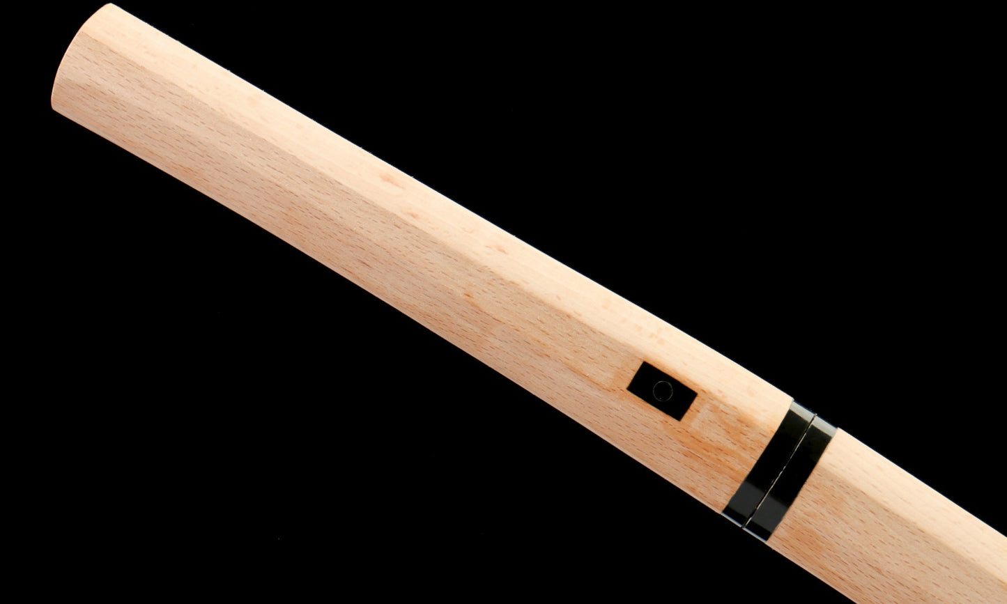 "Silent Engraving" T10 Clay-Tempered Katana - 28.7" Hand-Polished Blade | Full Beech Wood Saya | Horn Koiguchi & Sukashi Tsuba | No.2610Hand-forged katana
