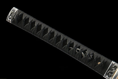 Tranquil Radiance 26-inch Katana with Wooden Dragon Carving | 1060 Steel Precision Tempering | Genuine Ray Skin Handle & Alpine Hardwood Sheath | Collector's Hand-Forged Sword,Functional samurai sword