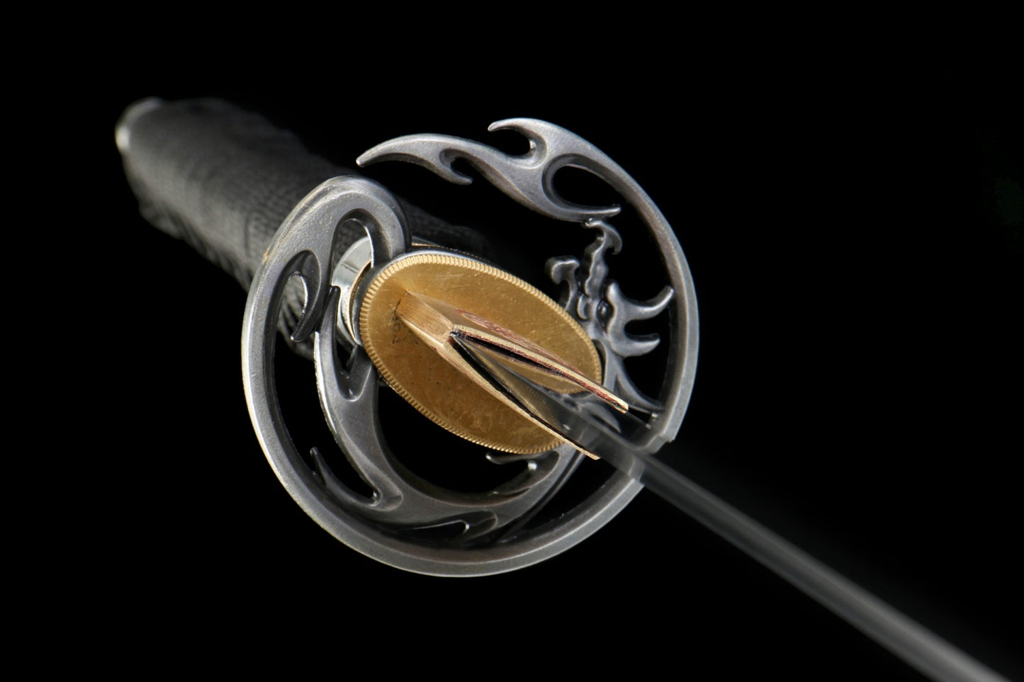 Tranquil Radiance 26-inch Katana with Wooden Dragon Carving | 1060 Steel Precision Tempering | Genuine Ray Skin Handle & Alpine Hardwood Sheath | Collector's Hand-Forged Sword,Functional samurai sword