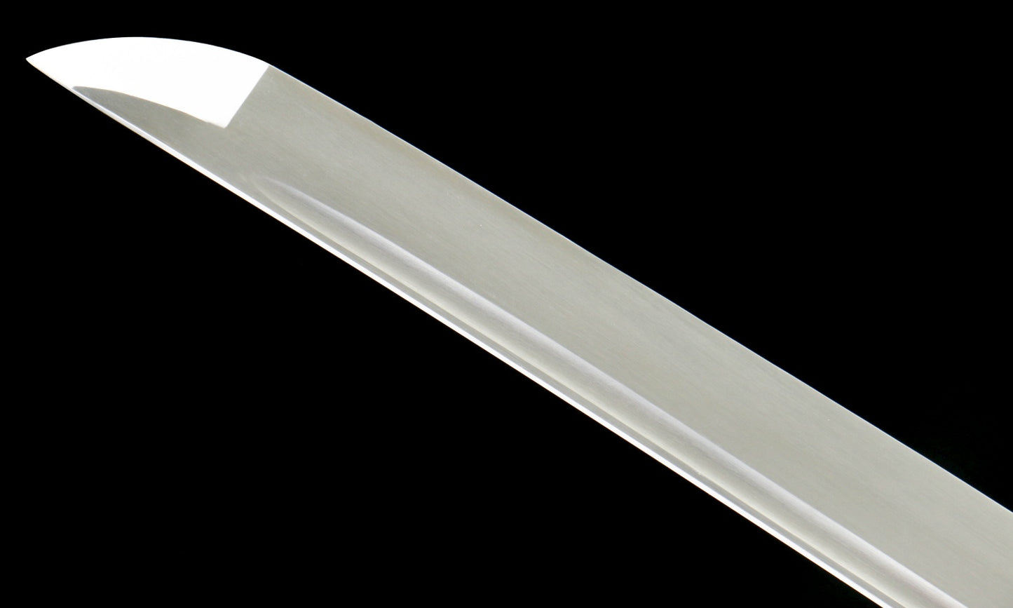 "Abyssal Flame" 1065 High Carbon Steel Katana - Oil Quenched & Tempered/Blue Stained Hardwood Sheath - Zinc Alloy Fittings (40.5" Overall) Handcrafted No.370Battle-ready katana