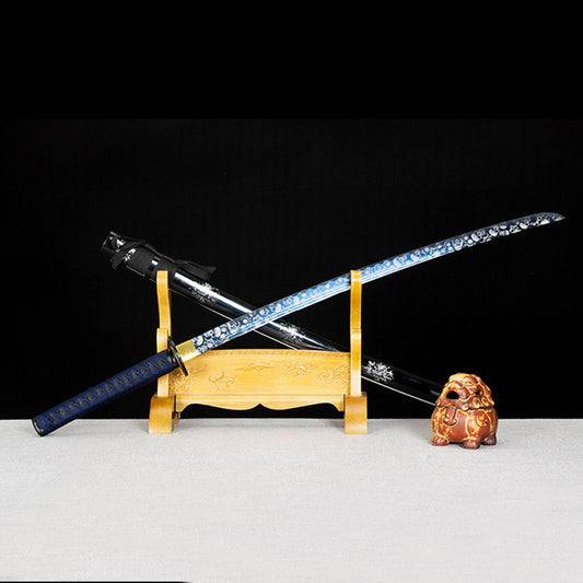 Feng Mo Samurai Movie Sword, 103cm Overall with 73cm Blade, High Manganese Steel & Lacquered Wood Sheath, 1.30kg Display Piece