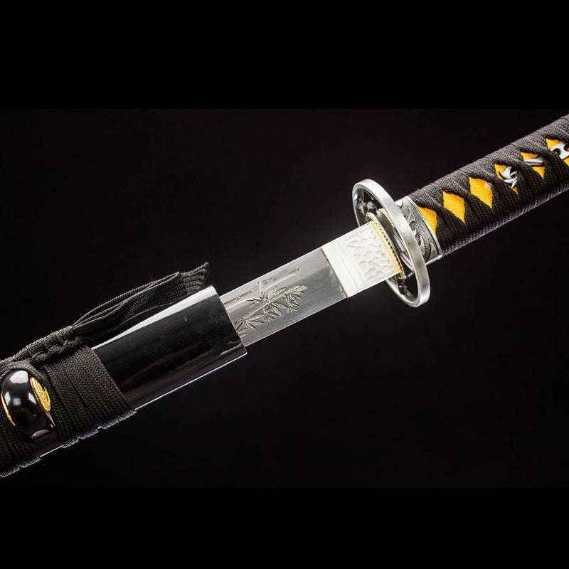 Xiao Zhu Samurai Movie Sword, High Manganese Steel Katana, 73cm Blade & 1.30kg Weight, Lacquered Wood Scabbard for Collection