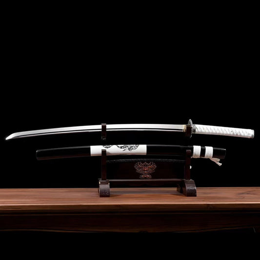 “Magic Mirror” Japanese Katana - Traditional Lacquered Wood Sheath, Forged from Spring Steel, 71cm Blade, for Iaido & Display