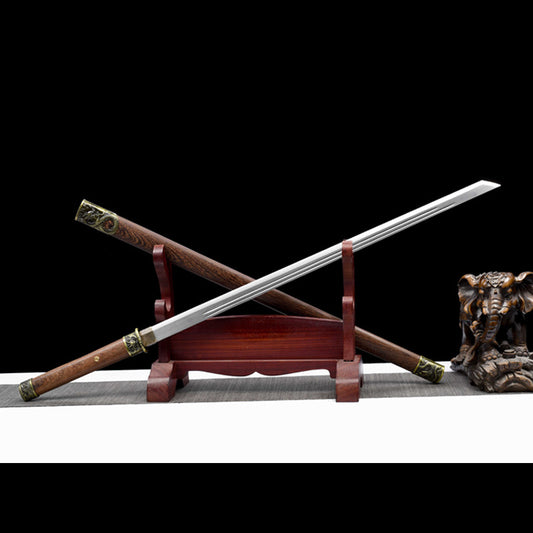 Rosewood Movie Dao, High Manganese Steel Chinese Long Sword, 72cm Blade with Rosewood Sheath, 1.3kg Display Collectible