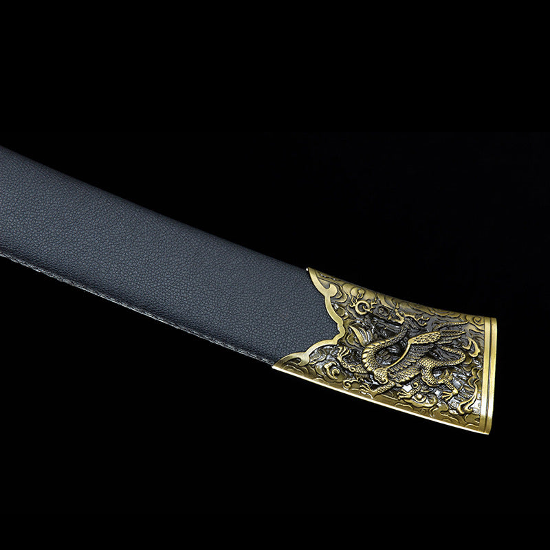 Jiang Long Broadsword - Cinematic Chinese War Dao, Hand-Forged in Longquan Tradition, 4.5cm Wide Blade with Anti-Slip Grip, for Display & Collection,Hand-forged katana