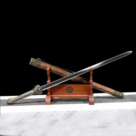 Ling Yun Long Sword (Rosewood Edition) - Movie Style Eight-Sided Blade, Unsharpened & Legal Collectible, 112.5cm Overall & 2.35kg, High Manganese Steel with Rosewood Scabbard