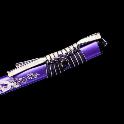 Purple Dragon Movie Katana, Forged Medium Carbon Steel, 71.3cm Blade with Lacquered Wood Saya, 1.3kg Collectible Display Piece