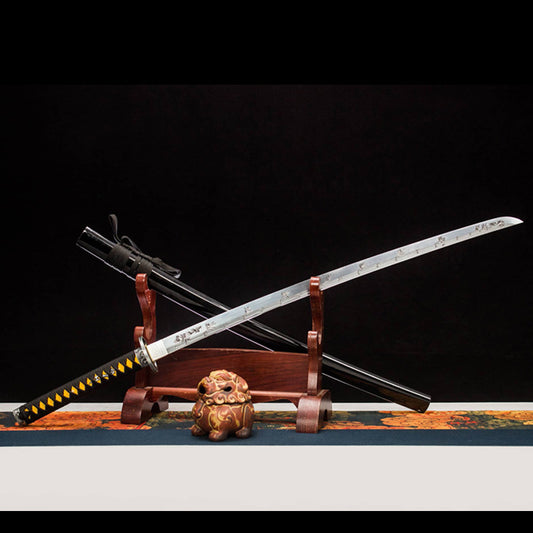 Xiao Zhu Samurai Movie Sword, High Manganese Steel Katana, 73cm Blade & 1.30kg Weight, Lacquered Wood Scabbard for Collection