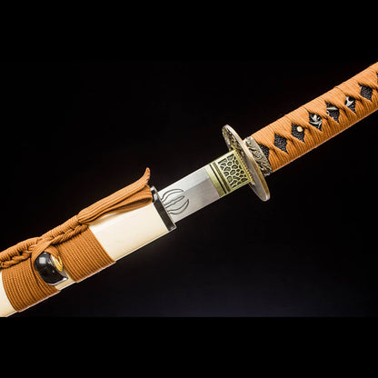 Tang Lion Samurai Movie Sword, Forged High Manganese Steel, 73cm Blade & 0.7cm Thick, Lacquered Wood Sheath, 1.25kg Net Weight