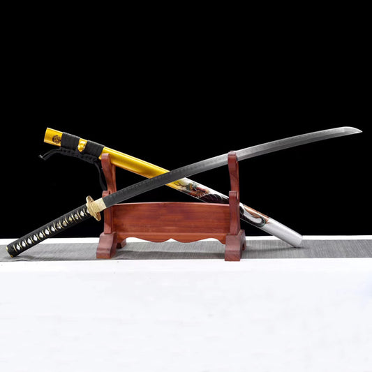 Ling Long Movie Katana, Hand-Forged T10 Clay-Tempered Steel, 103cm Overall, 71cm Blade, 1.4kg with Lacquered Wood Sheath