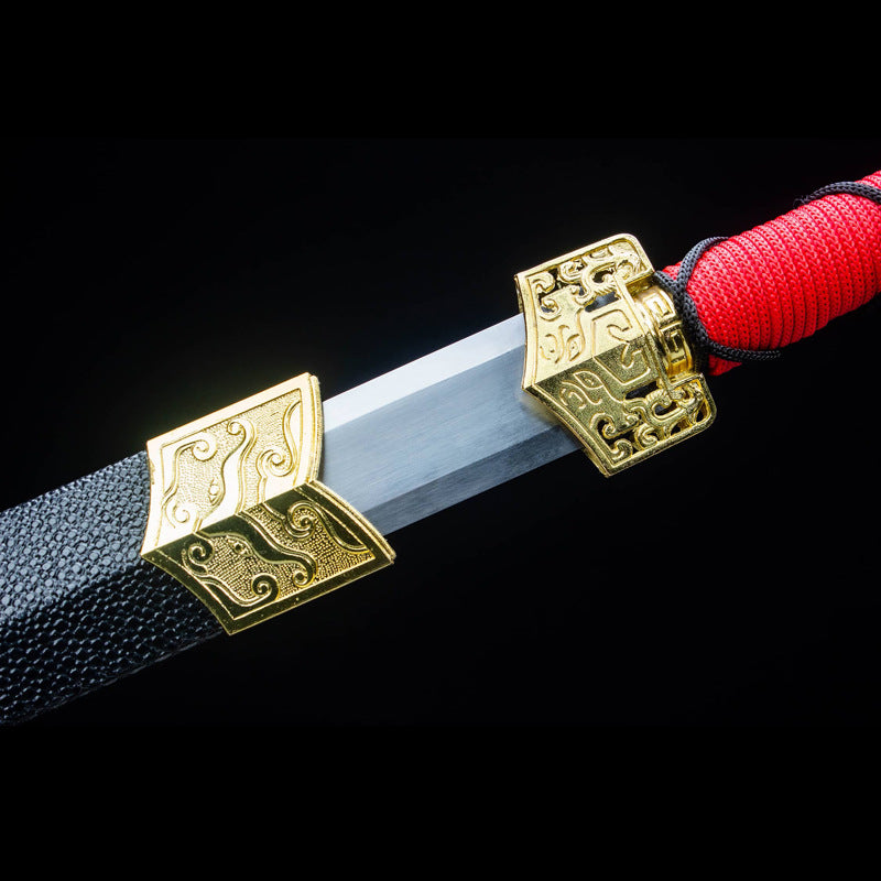 Tian Han Jian, 106cm & 1.25kg, High Manganese Steel Blade with Leather Wood Sheath, Classic Chinese Sword Design