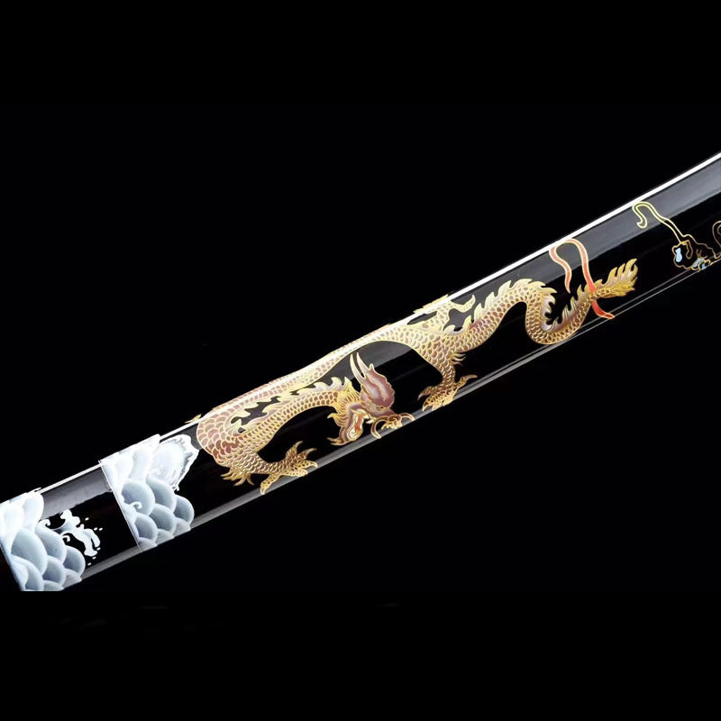 Long Teng Anime Katana, T10 Clay-Tempered Forging, 103cm & 1.1kg, Well-Balanced Lacquered Wood Saya, Display Collectible