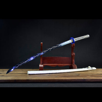 Lightning Samurai Movie Sword, High Manganese Steel Katana, 73cm Blade with Lacquered Wood Saya, 1.2kg Lightweight