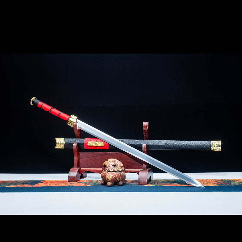 Tian Han Jian, 106cm & 1.25kg, High Manganese Steel Blade with Leather Wood Sheath, Classic Chinese Sword Design