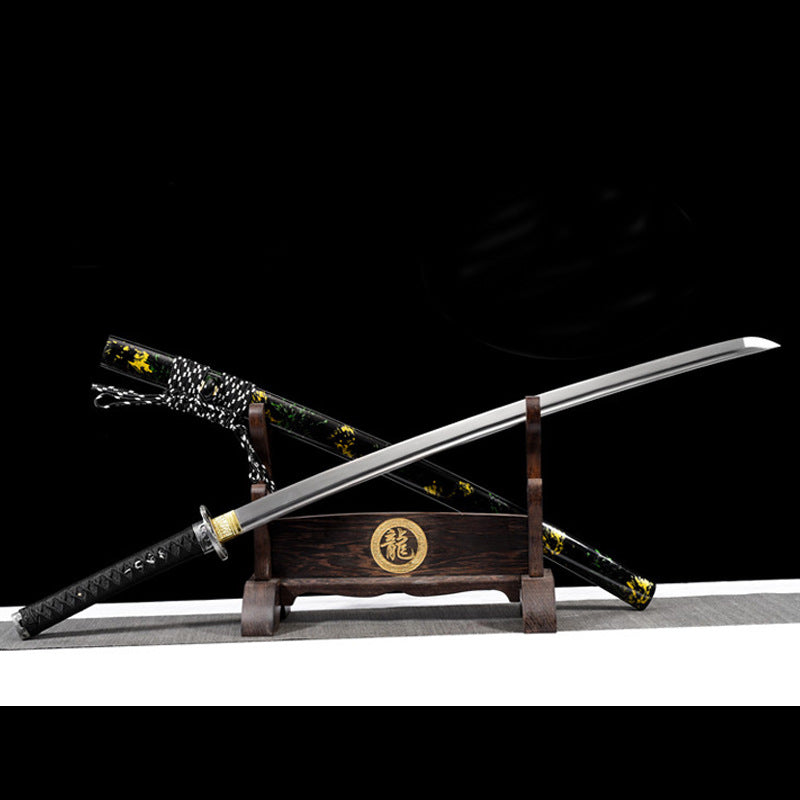 Dragon You Onikiri Movie Katana, Forged from High Manganese Steel, 70cm Blade with 0.75cm Thickness, Lacquered Wood Saya, 1.3kg Net Weight