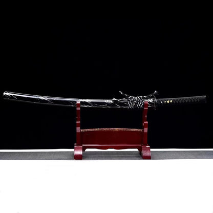 Leng Mo Anime Katana, Spring Steel Blade with Lacquered Wood Saya, 103cm & 1.35kg, Japanese-Style Display Collectible