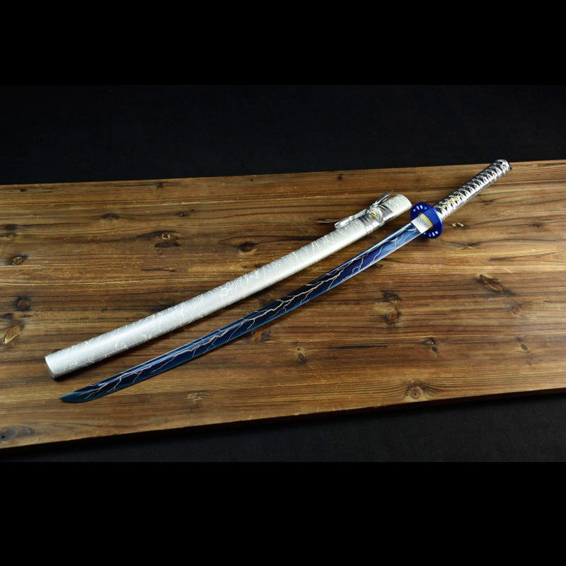 Lightning Samurai Movie Sword, High Manganese Steel Katana, 73cm Blade with Lacquered Wood Saya, 1.2kg Lightweight