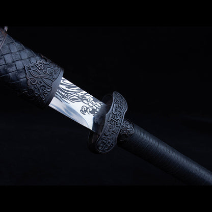 Xuan Pin Black Gold Ancient Dao, Movie-Style Collectible, 56cm High Manganese Steel Blade with PC-ABS PU Leather Sheath, 1.3kg Net Weight