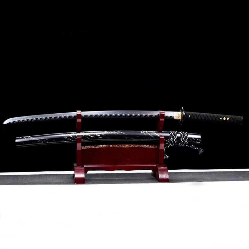 Leng Mo Anime Katana, Spring Steel Blade with Lacquered Wood Saya, 103cm & 1.35kg, Japanese-Style Display Collectible
