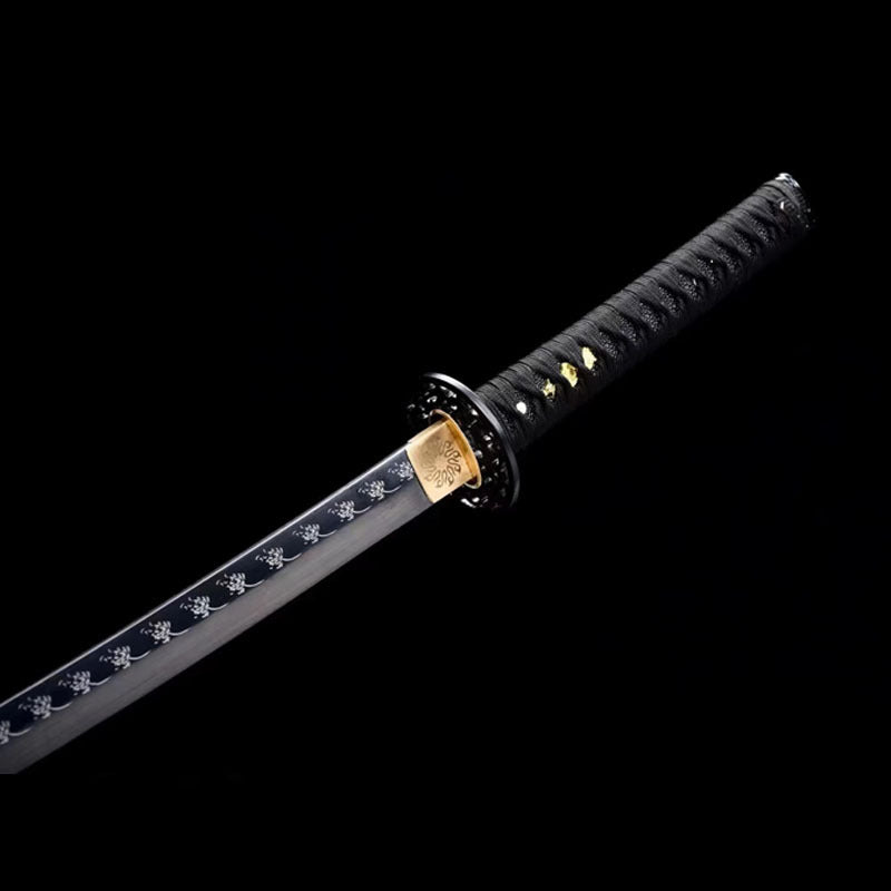 Leng Mo Anime Katana, Spring Steel Blade with Lacquered Wood Saya, 103cm & 1.35kg, Japanese-Style Display Collectible