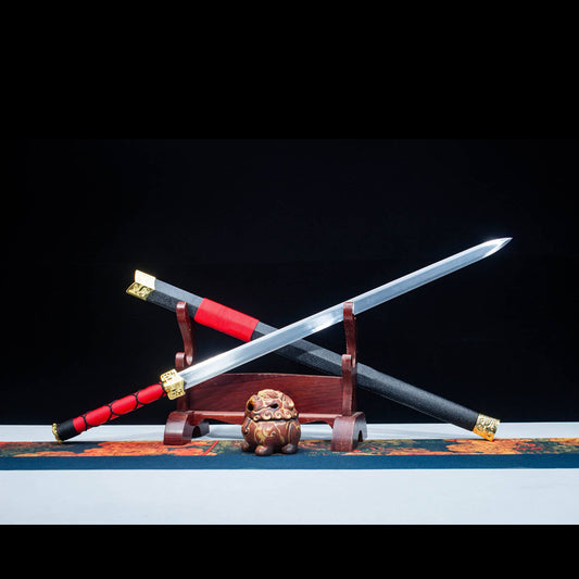 Tian Han Jian, 106cm & 1.25kg, High Manganese Steel Blade with Leather Wood Sheath, Classic Chinese Sword Design