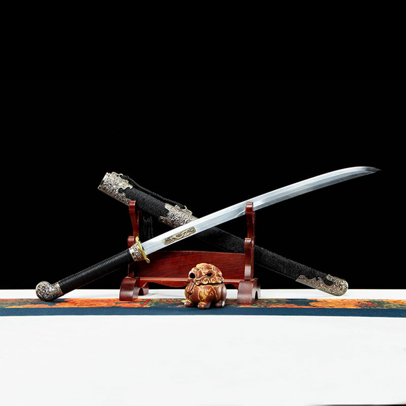 Peony Xiuchun Dao - Chinese Embroidered Spring Sword from Cinema, Leather-Wrapped Wood Sheath, 4.0cm Wide Blade for Collection & Display,Full tang sword, Tameshigiri practice