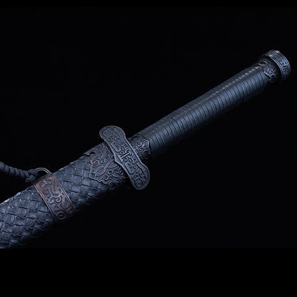 Xuan Pin Black Gold Ancient Dao, Movie-Style Collectible, 56cm High Manganese Steel Blade with PC-ABS PU Leather Sheath, 1.3kg Net Weight