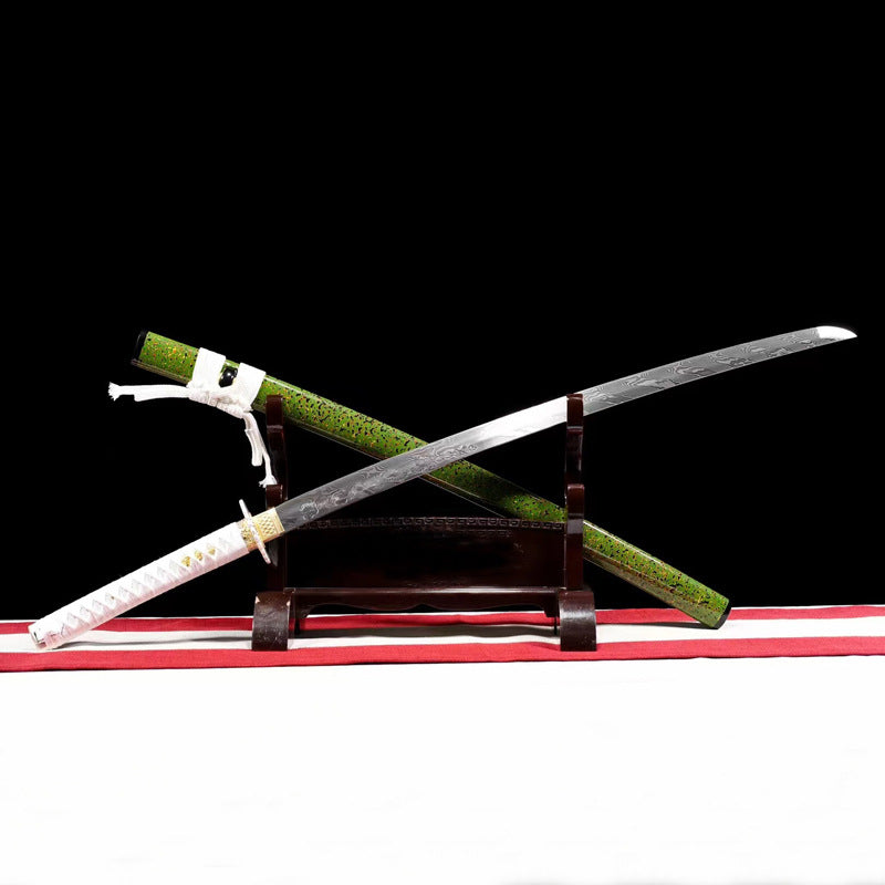 “Verdant” Anime Style Katana - Forged from 304 Stainless Steel, Lacquered Wood Sheath, 71cm Blade, Perfect for Cosplay & Display