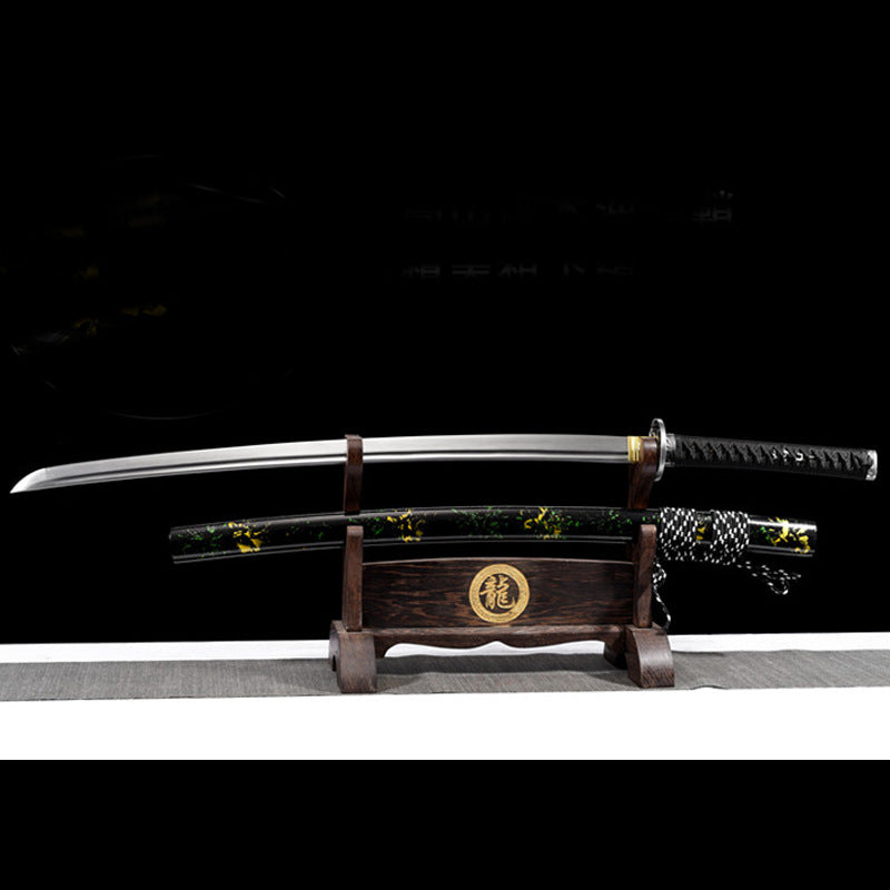 Dragon You Onikiri Movie Katana, Forged from High Manganese Steel, 70cm Blade with 0.75cm Thickness, Lacquered Wood Saya, 1.3kg Net Weight