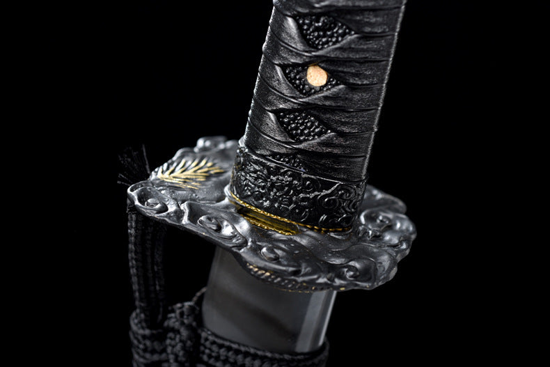 "Dark Dragon Soul" Japanese Samurai Sword, High-Performance Manganese Steel with "Thunder Shock" Pattern (103cm Overall), Non-Sharpened Collectible Sword for Display & Gift, Includes Premium Brocade Box