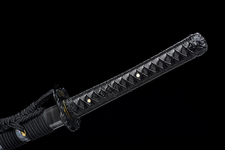 "Dark Dragon Soul" Japanese Samurai Sword, High-Performance Manganese Steel with "Thunder Shock" Pattern (103cm Overall), Non-Sharpened Collectible Sword for Display & Gift, Includes Premium Brocade Box