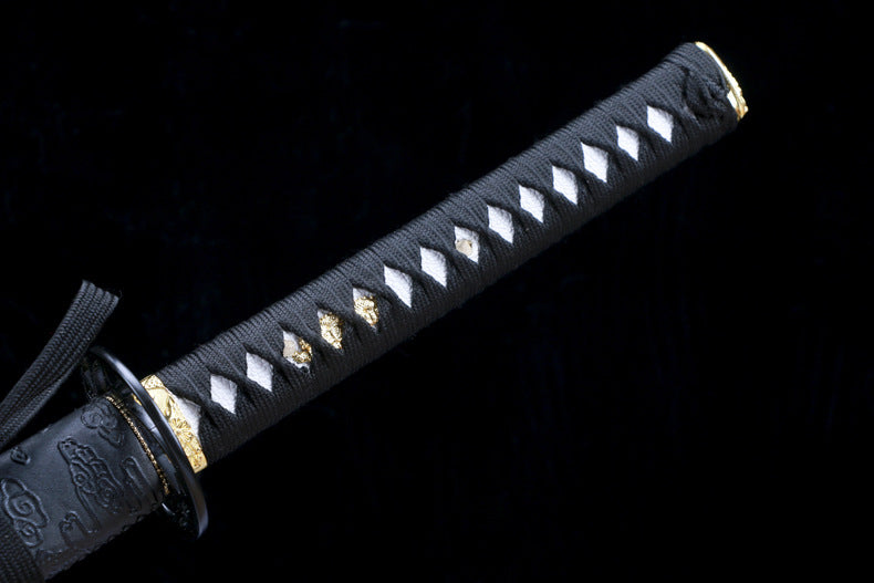 Phoenix Katana with Unique “Tiger Tail” Blood Groove - Ironwood Core, Phoenix Leather Wrap, Openwork Iron Fittings, Display-Grade Practice Sword