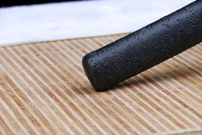 Phoenix Katana with Unique “Tiger Tail” Blood Groove - Ironwood Core, Phoenix Leather Wrap, Openwork Iron Fittings, Display-Grade Practice Sword