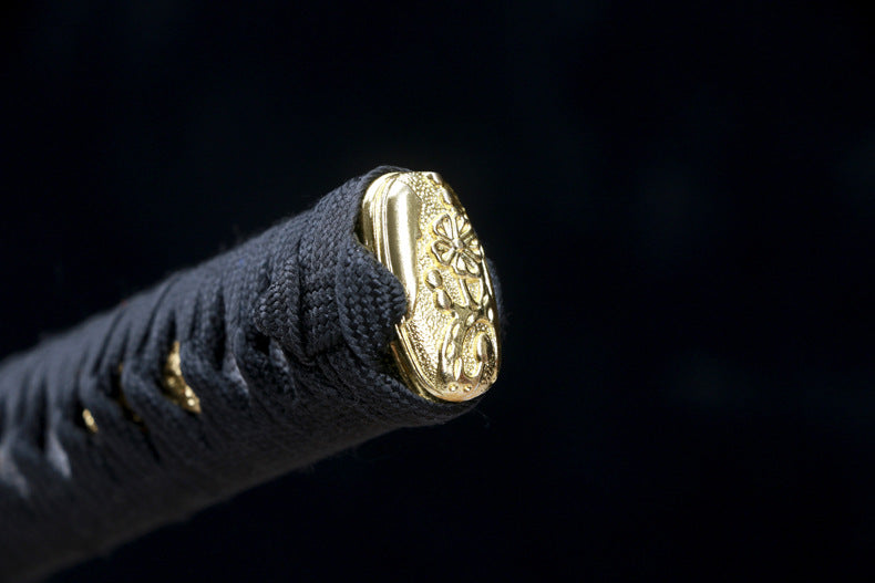 Phoenix Katana with Unique “Tiger Tail” Blood Groove - Ironwood Core, Phoenix Leather Wrap, Openwork Iron Fittings, Display-Grade Practice Sword