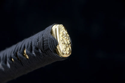 Phoenix Katana with Unique “Tiger Tail” Blood Groove - Ironwood Core, Phoenix Leather Wrap, Openwork Iron Fittings, Display-Grade Practice Sword