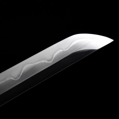 "Azure Dragon" Japanese Samurai Sword, Hand-Folded Damascus Steel with Clay Tempered & Frosted Polish (103cm Overall), Non-Sharpened Collectible Sword for Display & Gift