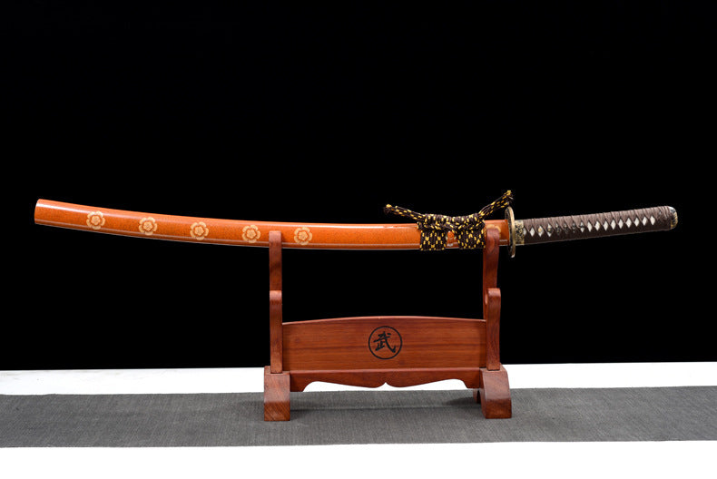 "Azure Dragon" Japanese Samurai Sword, Hand-Folded Damascus Steel with Clay Tempered & Frosted Polish (103cm Overall), Non-Sharpened Collectible Sword for Display & Gift