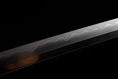 "Azure Dragon" Japanese Samurai Sword, Hand-Folded Damascus Steel with Clay Tempered & Frosted Polish (103cm Overall), Non-Sharpened Collectible Sword for Display & Gift