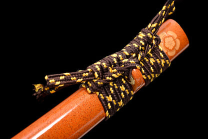 "Azure Dragon" Japanese Samurai Sword, Hand-Folded Damascus Steel with Clay Tempered & Frosted Polish (103cm Overall), Non-Sharpened Collectible Sword for Display & Gift