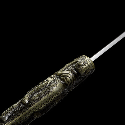 "Grass Dragon War Sword" 26-inch Chinese Katana | Spring Steel Hand-Forged | Collector's Grade Blade,Hand-forged katana