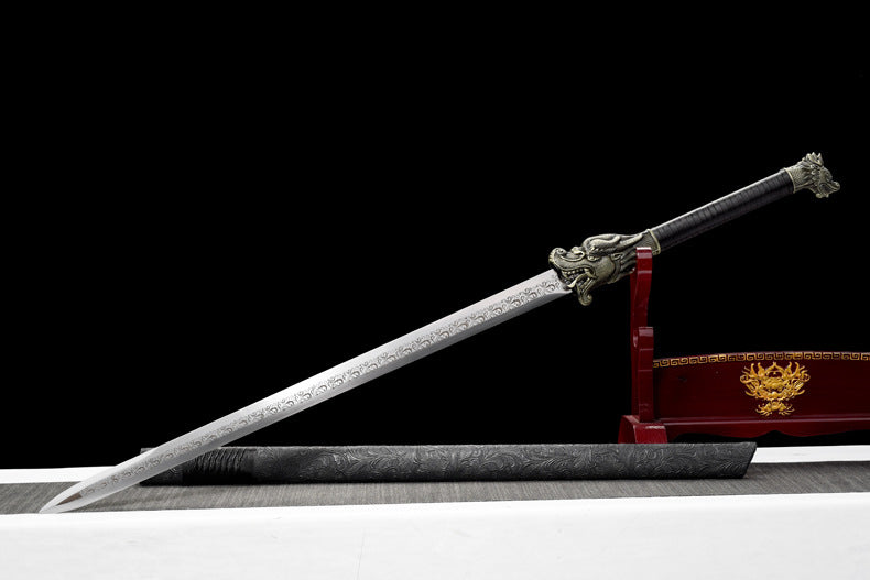 "Grass Dragon War Sword" 26-inch Chinese Katana | Spring Steel Hand-Forged | Collector's Grade Blade,Hand-forged katana