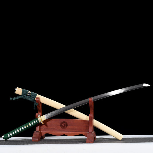 "Chi You" Japanese Sword, T10 Steel Blade with Manual Polish (103cm Overall), Non-Sharpened Collectible Sword for Display & Gift, Includes Brocade Box