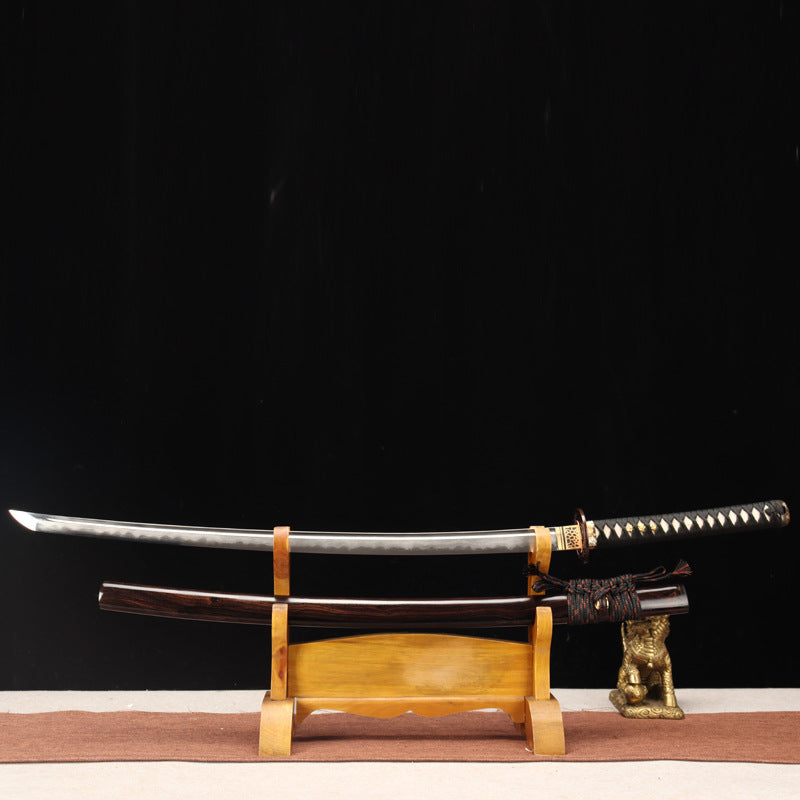 "Samurai's Path of Snow" Japanese Sword, Ebony & Gilded Fittings (102cm Overall), Non-Sharpened Collectible Sword for Display & Gift