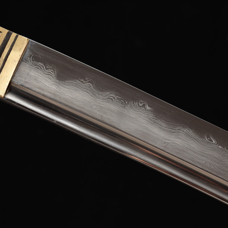 "Samurai's Path of Snow" Japanese Sword, Ebony & Gilded Fittings (102cm Overall), Non-Sharpened Collectible Sword for Display & Gift